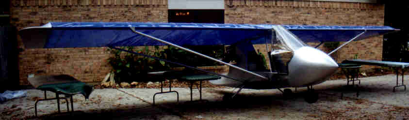 The fuselage with the wings installed
